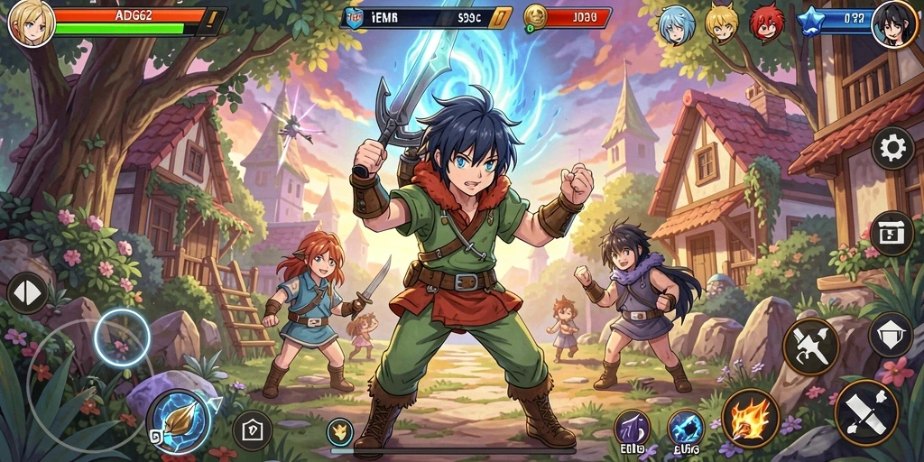 Tampilan gameplay menawan dalam ADG62 dengan karakter Anime yang ikonik.
