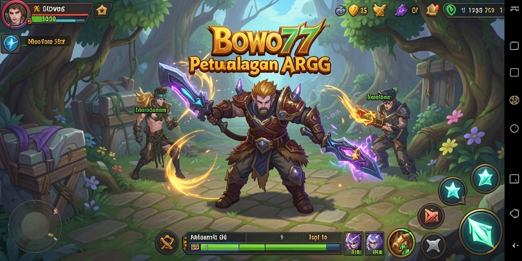 Screenshot gameplay BOWO77 menampilkan aksi pertarungan yang mendebarkan.