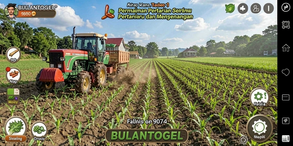 Screenshot gameplay <strong>BULANTOGEL</strong> menampilkan petualangan pertanian yang seru.