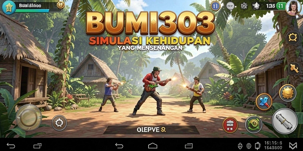 Gameplay BUMI303 menampilkan simulasi kehidupan yang kreatif dan menarik.