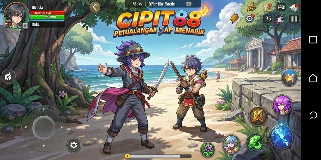Tampilan gameplay menakjubkan dari CIPIT88 dengan karakter anime yang keren.