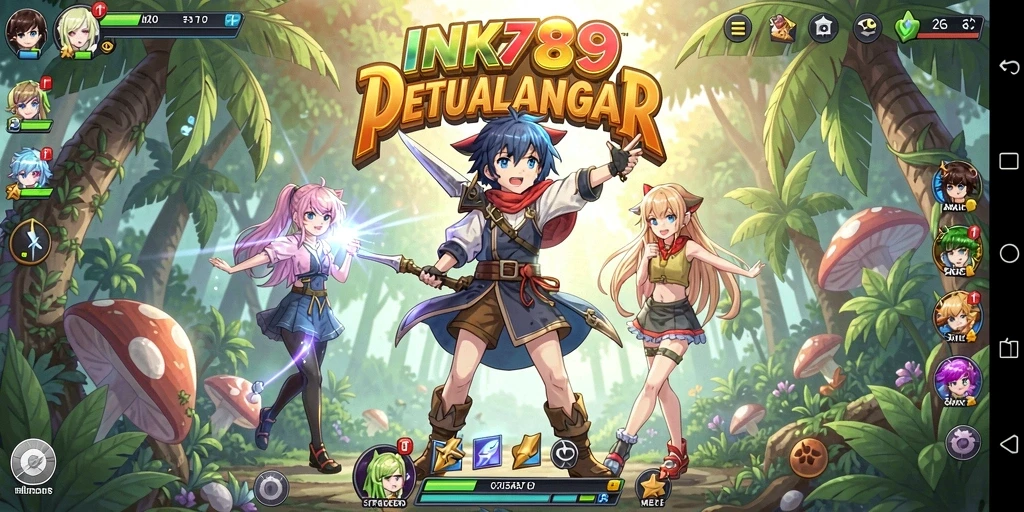 Tampilan gameplay INK789 dengan karakter anime yang dinamis.
