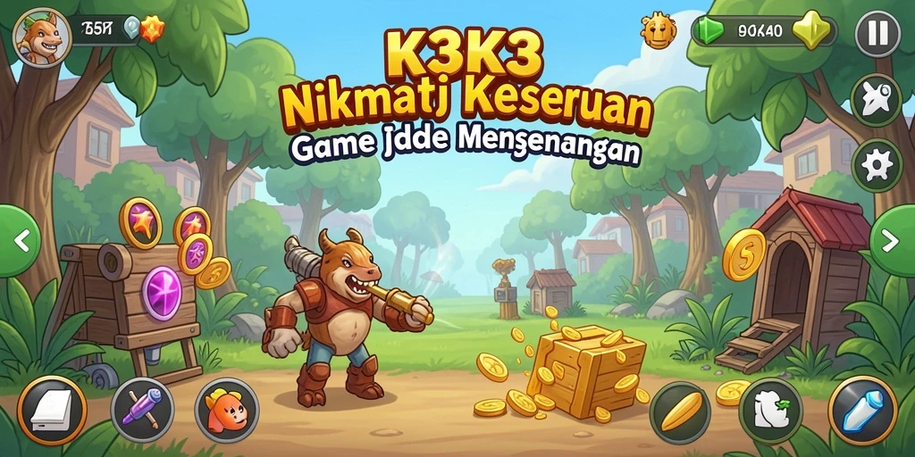 Tampilan gameplay K3K3 yang menampilkan karakter dan aksi Idle.