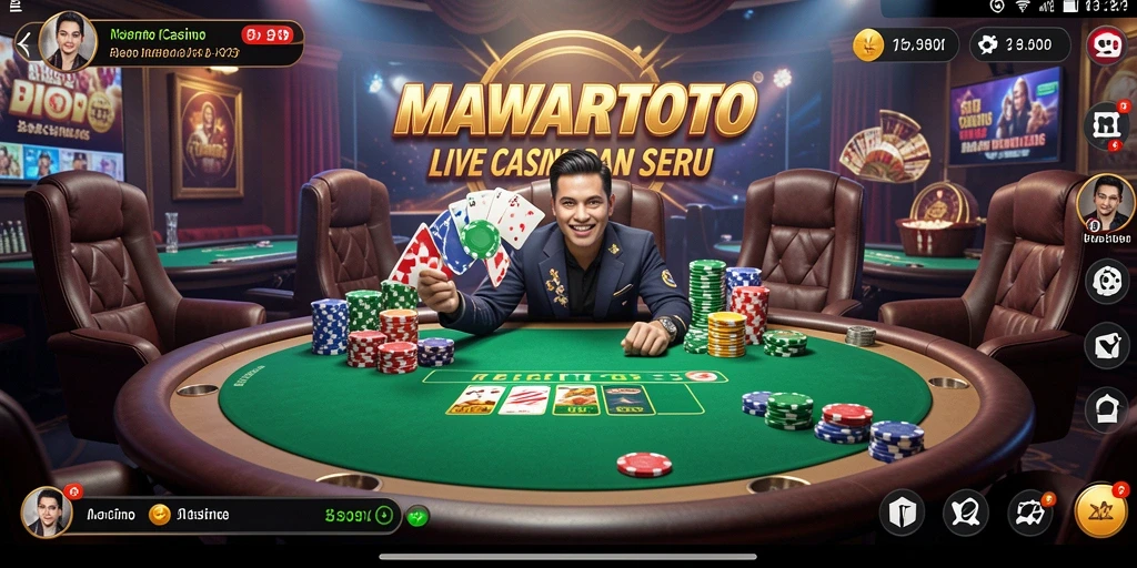 Screenshot gameplay MAWARTOTO menunjukkan dealer langsung dalam aksi.