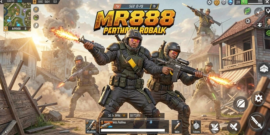 Tampilan gameplay menegangkan dalam pertempuran Battle Royale.