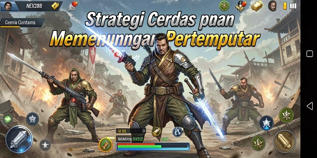Screenshot gameplay NEX288 yang menunjukkan strategi pertempuran yang mendebarkan.