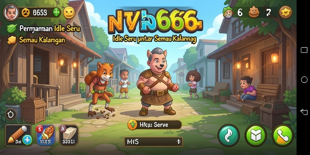 Gameplay NK666 yang menampilkan pengumpulan sumber daya secara otomatis.