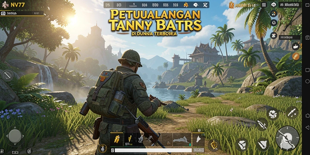 Screenshot gameplay NV77 yang menampilkan petualangan dalam dunia terbuka.