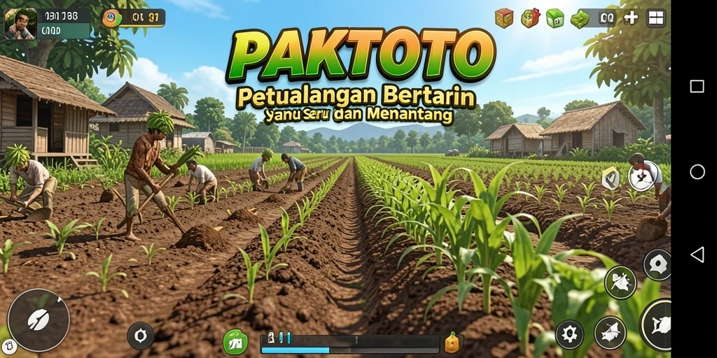 Tampilan gameplay PAKTOTO yang menampilkan lahan pertanian yang subur.