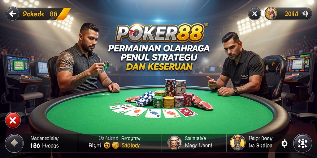Screenshot POKER88 menampilkan duel seru antara pemain poker.