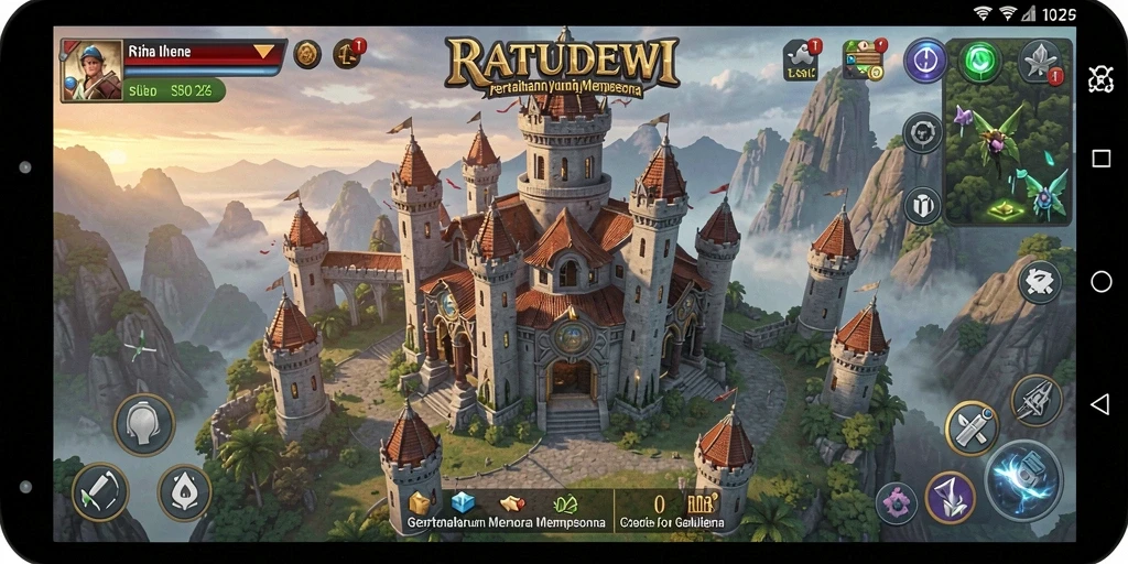 Tampilan gameplay menarik dari RATUDEWI dalam mode pertahanan menara.