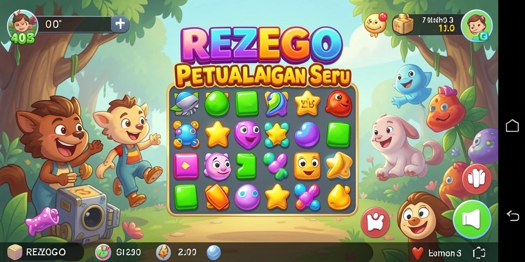 Tangkapan layar gameplay REZEGO yang menunjukkan momen menegangkan dalam permainan Match-3.