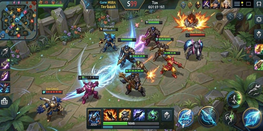 Gameplay intens S9S9 saat tim bertarung untuk kemenangan.