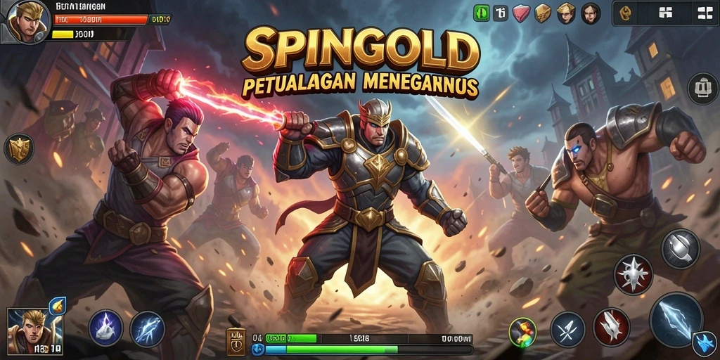 Tampilan gameplay SPINGOLD menampilkan pertarungan yang intens dan grafis yang memukau.
