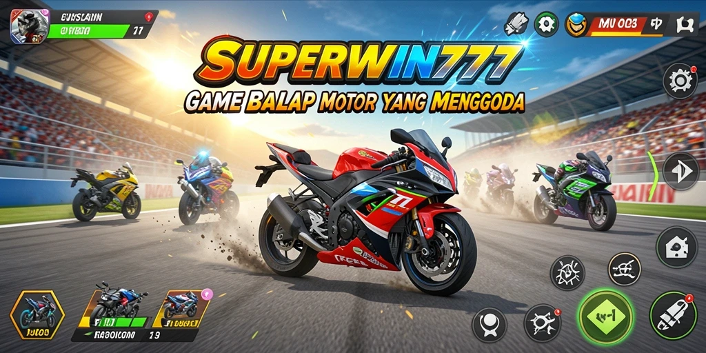 Tampilan menarik dari gameplay balap motor SUPERWIN777.